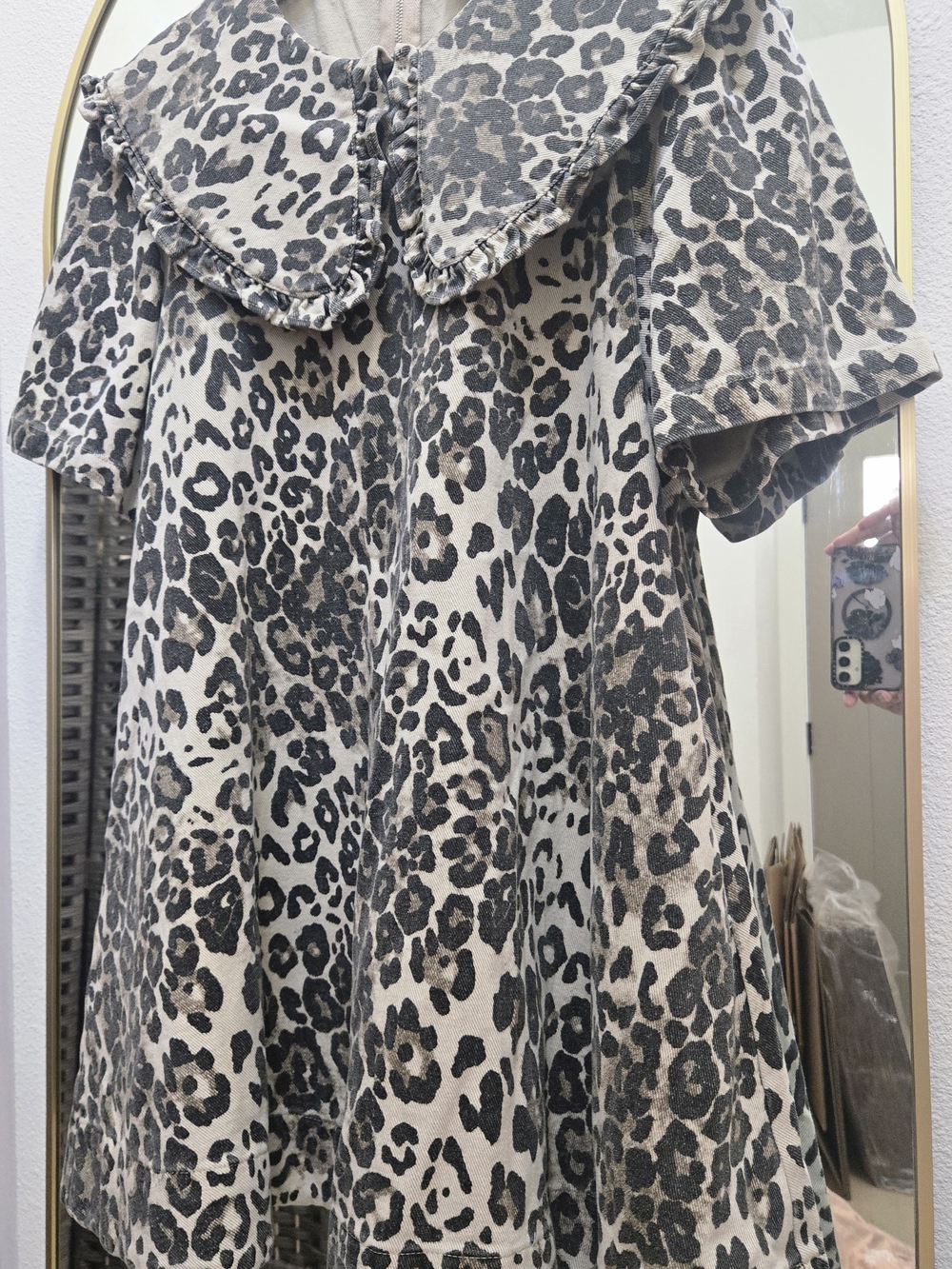 MABLE Cream and Black Leopard Print Mini Dress - Picture 4 of 11